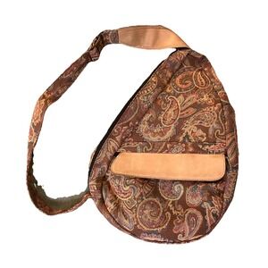 Vintage L.L. Bean Ameribag Paisley Brown Satchel Crossbody Healthy Back Bag